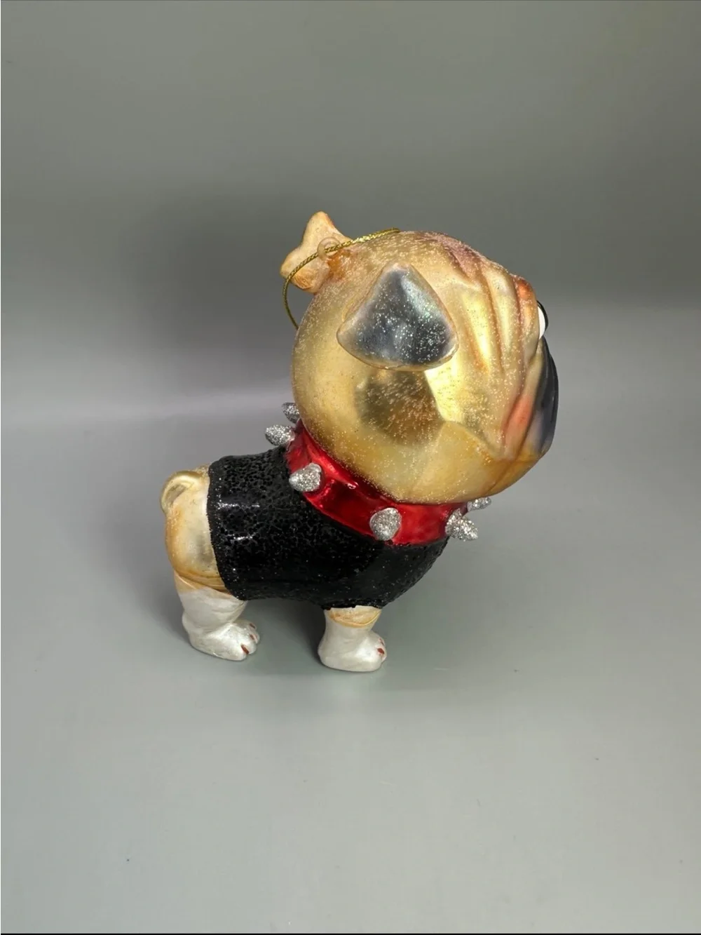 Fabulous Bulldog /Pug Glass Christmas Ornament Holiday Dog